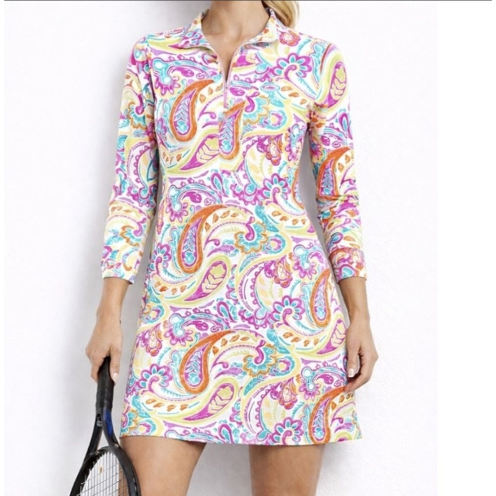 GAUN DRESS GOLF TENIS PADEL WOMEN IBKUL PAISLEY STRECTH DRESS