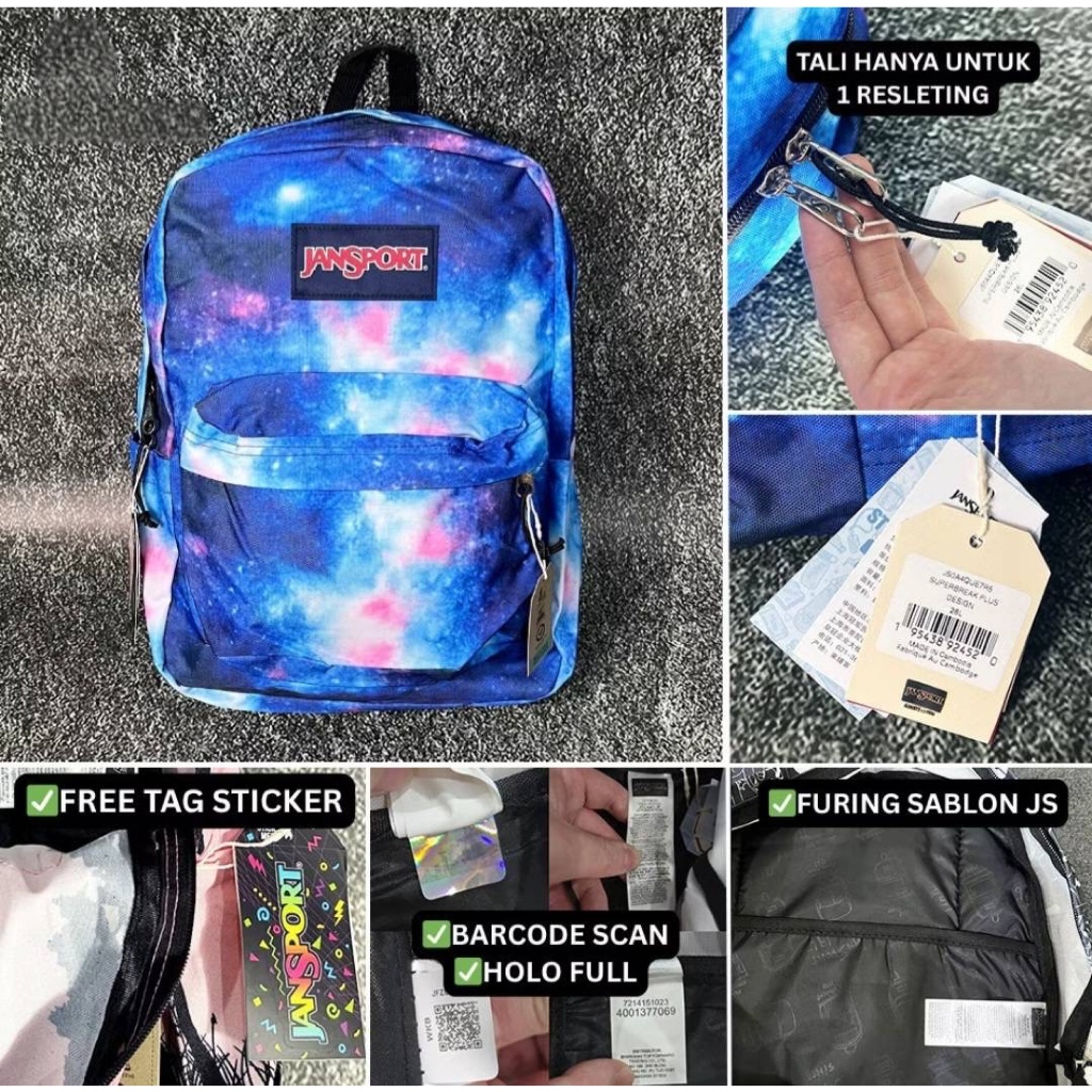 TAS RANSEL JS JANSPORT SPORTS BAGS GALAXY DUST MOTIF ORIGINAL BACKPACK / BEST SELLER / BARCODE FULL 