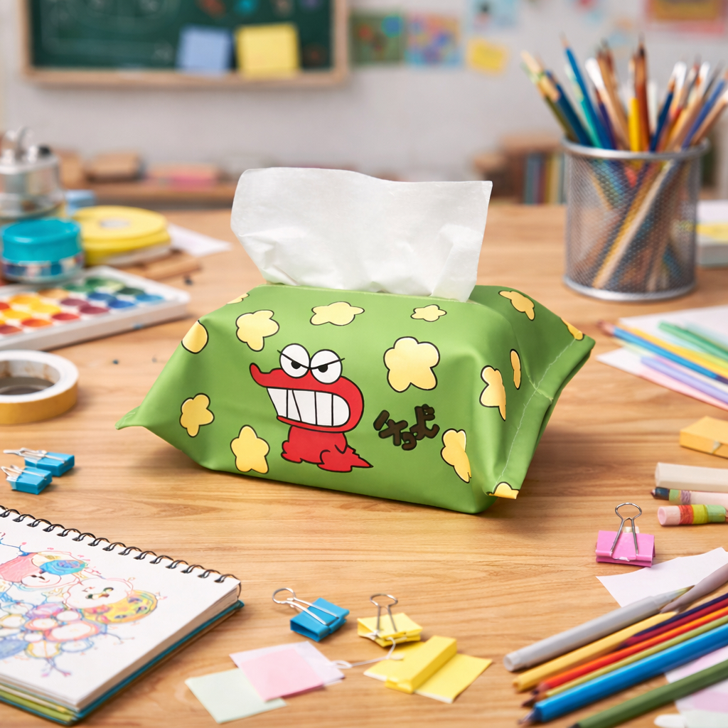 Tempat Pocket Pouch Bag Box Tissue Mobil Crayon Shinchan Dino Hijau Green Lucu Waterproof Portable /