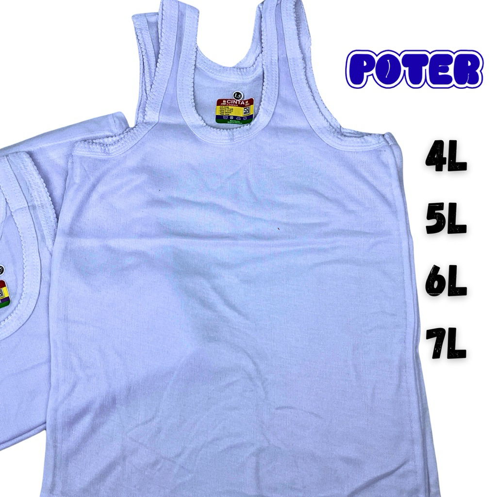 3/6 singlet anak laki perempuan putih polos xxxl 4L 5L 6L 7L jumbo size kaos dalam remaja katun adem