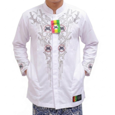 Baju Koko Slank Original Potlot Tribal Putih Panjang - Kemeja Muslim Slankers United - Busana Muslim