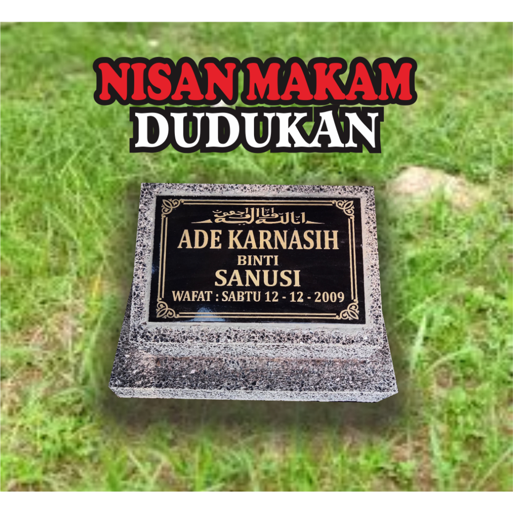 Nisan MAKAM +Dudukan makam Besar Orang Tua serbuk granite