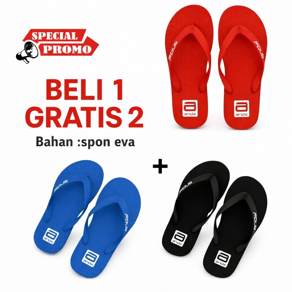 NEW PROMO BELI 1 GRATIS 2 Sandal Jepit Pria Casual ANDA HAWAI Terbaru Terlaris