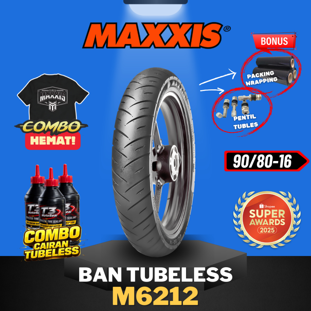 [READY COD] MAXXIS M6211 / M6212  90 - 80 - 16  / BAN MAXXIS 90/80-16 / 90-80-16 TUBELESS BAN LUAR /