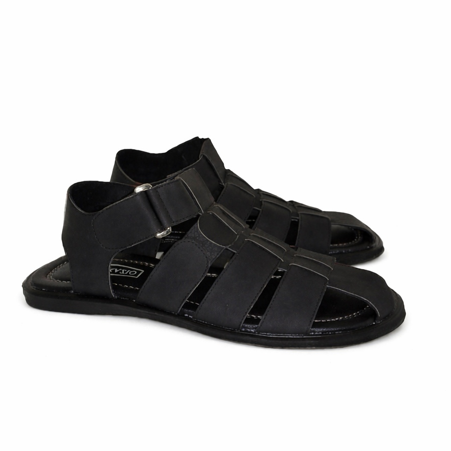Sandal Sepatu Slide Kulit Asli Pria UKURAN JUMBO 44 45 46 47 48 | DEP -08 BLack BRown