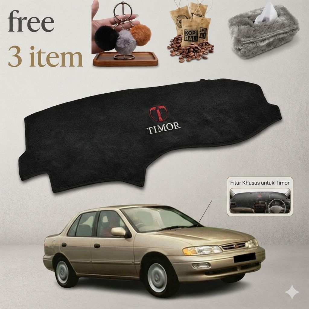 Cover Dashboard Mobil TIMOR Bordir Komputer Custom Nama | Bahan Rasfur Tebal Premium | Bonus Tempat 