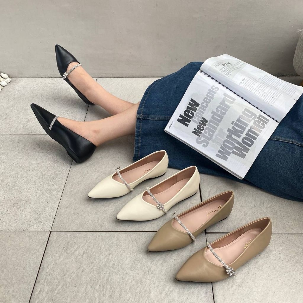 Simoncelli Flatshoes Wanita Import | Sepatu Flat | Sepatu Kerja Wanita | Sepatu Hitam | Wedding Shoe