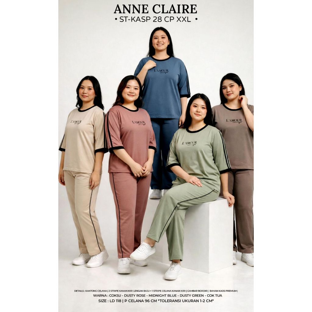 Babydoll Setelan Jumbo Wanita One Set CP Celana Panjang Lengan 7/8 Anne Claire