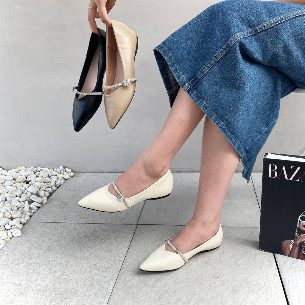 Simoncelli Flatshoes Wanita Import | Sepatu Flat | Sepatu Kerja Wanita | Sepatu Hitam | Wedding Shoe