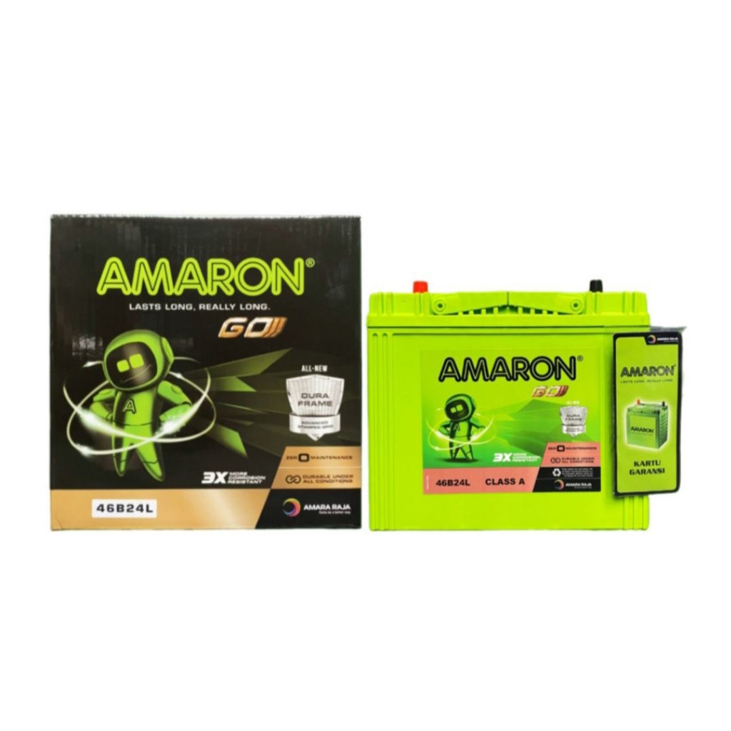 AKI MOBIL AMARON GO 46B24L (NS60L) 12V (Volt) / 45Ah (Ampere-Hour).