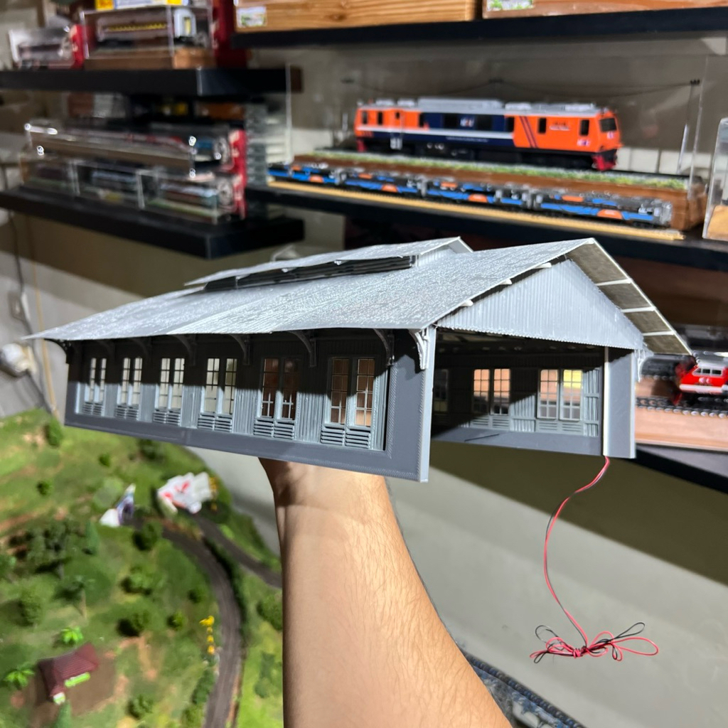 Accesories Diorama / Miniatur Bangunan Depo Lokomotif Banjar & Cibatu Skala HO 87 High Detail