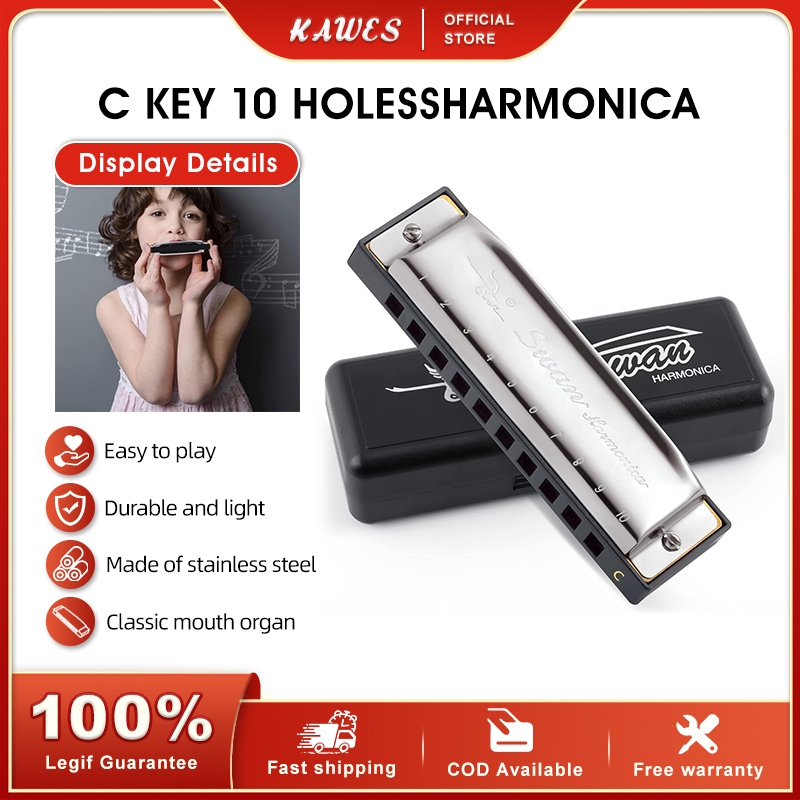KAWES Harmonika Kromatik 10 Lubang Harmonika Kromatik Harmonika Dengan Kotak Profesional Pemula Peng