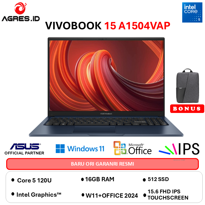 ASUS VIVOBOOK 15 TOUCH A1504VAP CORE 5 120U - RAM 16GB 512GB W11+OHS 15.6" FHD IPS -VIPS5152TM