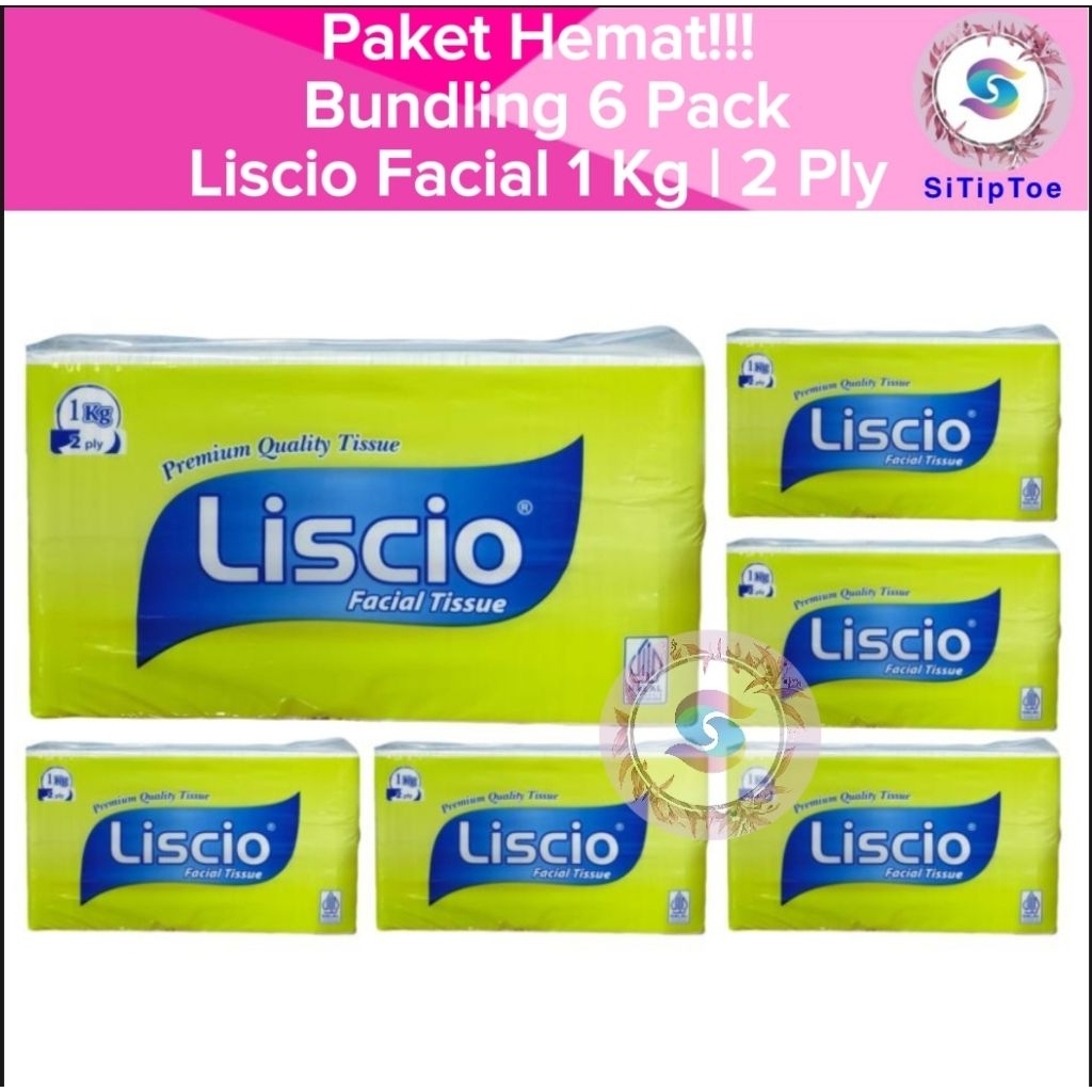 [Promo Bundling 6 Pack] Tisu LISCIO Facial Tissue 1000 Gram 2 Ply Tisu Wajah 1 Kg 2 Ply Murah Grosir