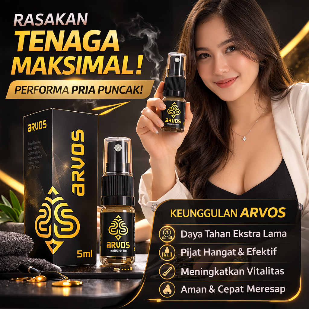 Minyak Pijat Arvos Spray Pria Formula Tahan Lama Arvos Spray Penguat Pria Asli & Aman