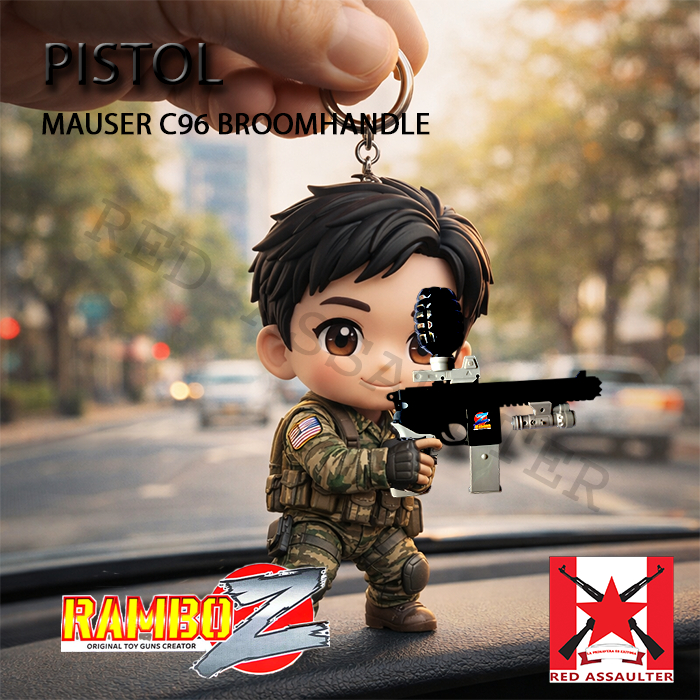 Gantungan Kunci Chibi Replika C96 Broomhandle Otomatis Automatic Water Gel Blaster WGG Jelly