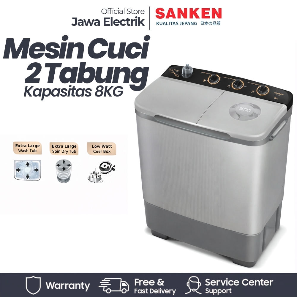 Mesin Cuci 2 Tabung SANKEN TW-8808 / TW-8663 / TW-8827 / TW-8600