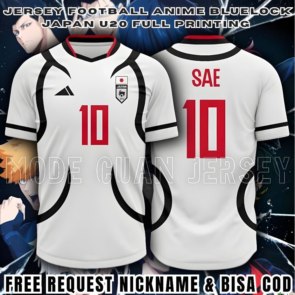 Jersey Kaos Football Anime Bluelock Japan U20 Full Printing Free Request Nickname