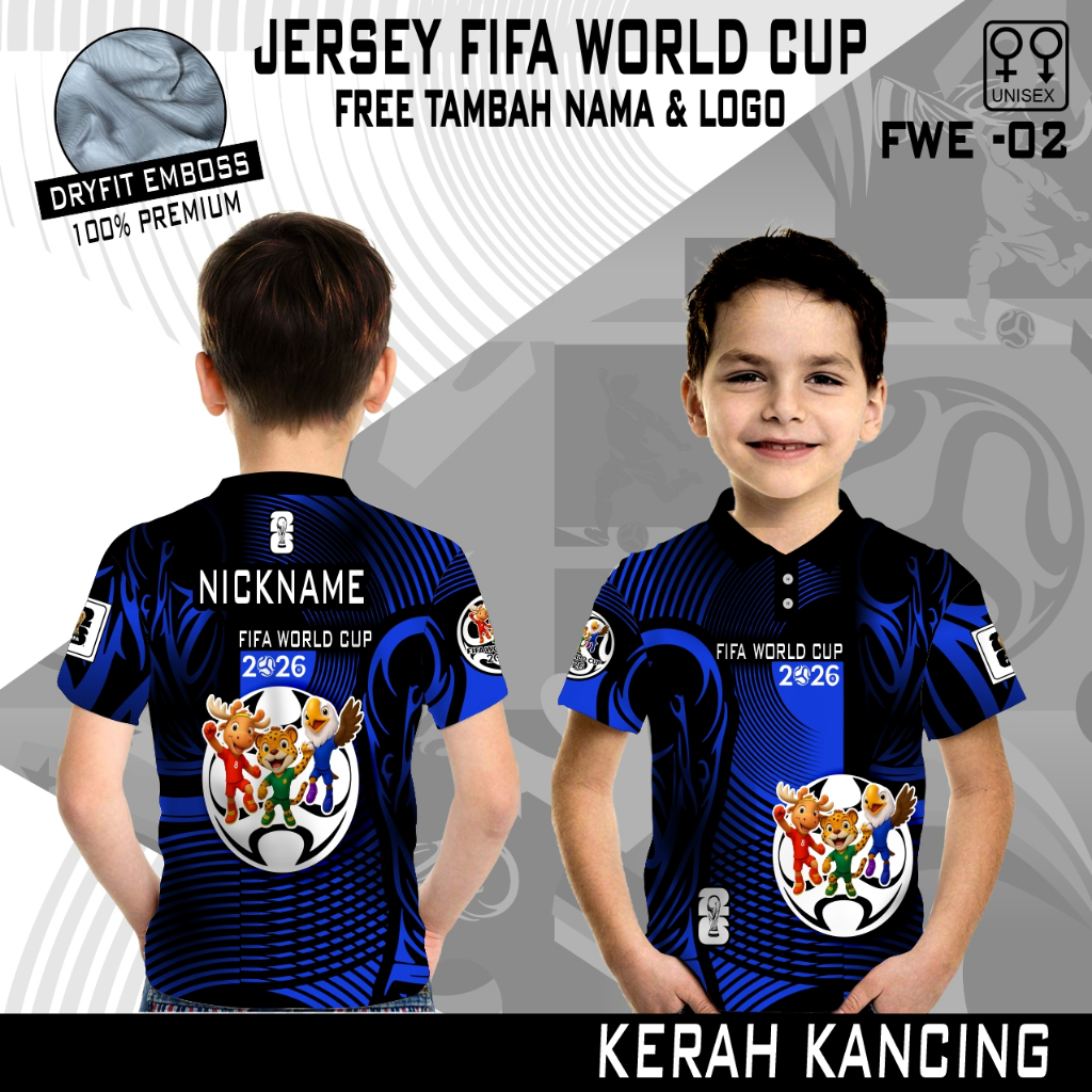 Kaos polo jersey pildun 2026 baju bola anak free custom KAIN EMBOS PREMIUM