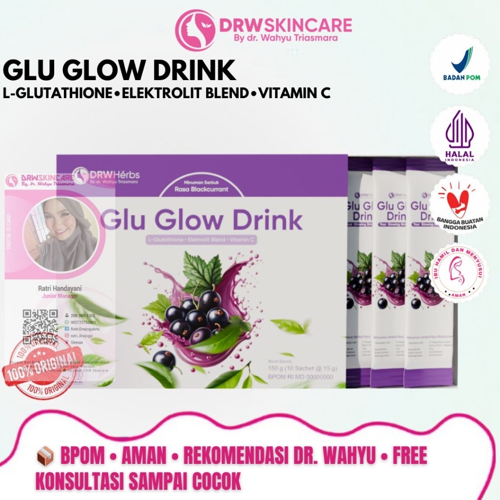 Drw Skincare| Glu Glow Drink – Minuman Kolagen & Glutathione Premium | Brightening & Antioksidan