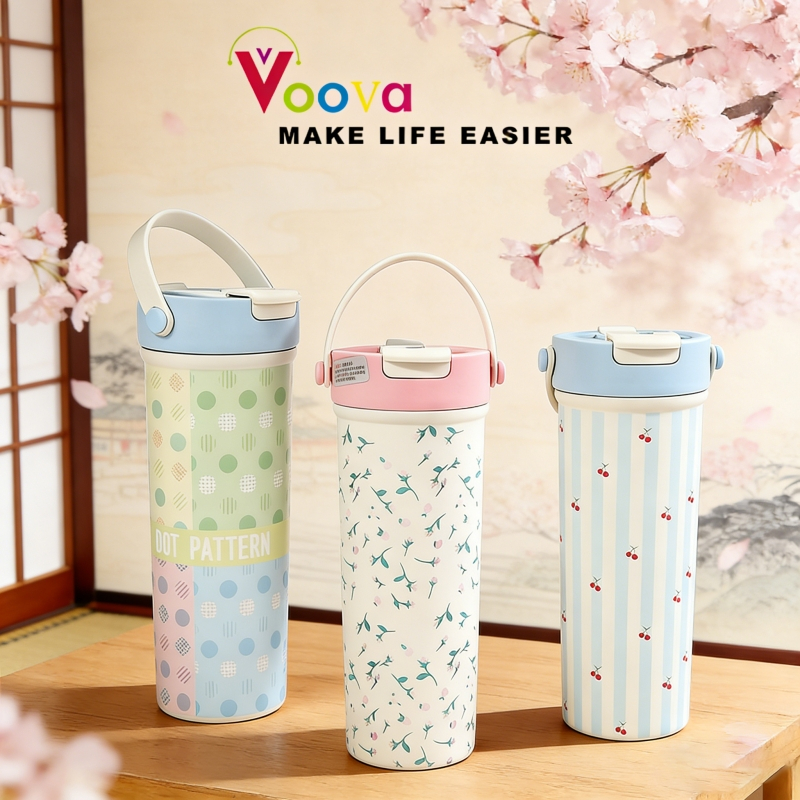VOOVA Tumbler Stainless 580ml / Termos Air Tahan Panas dan dingin/ Botol Minum Serbaguna