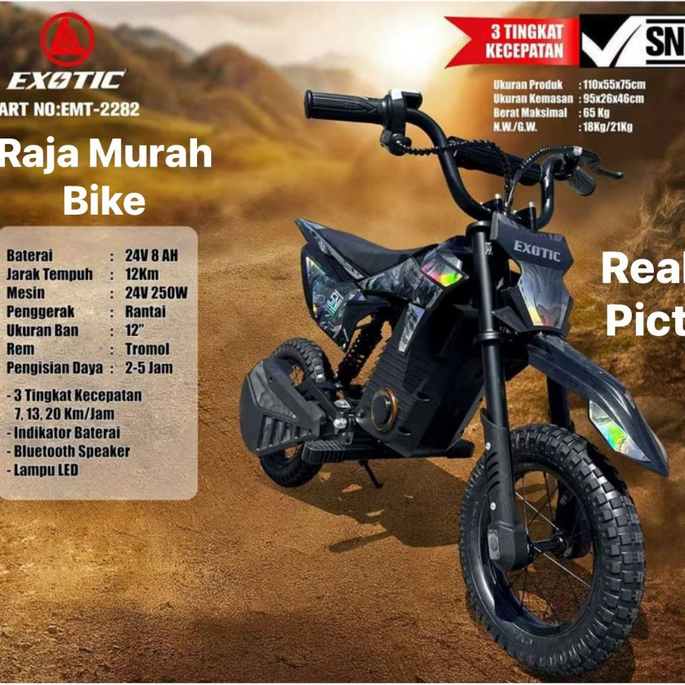 Mainan Motor aki Exotic EMT-2282 Motor Trail Listrik Anak Mainan Anak Motor Exotic 2282