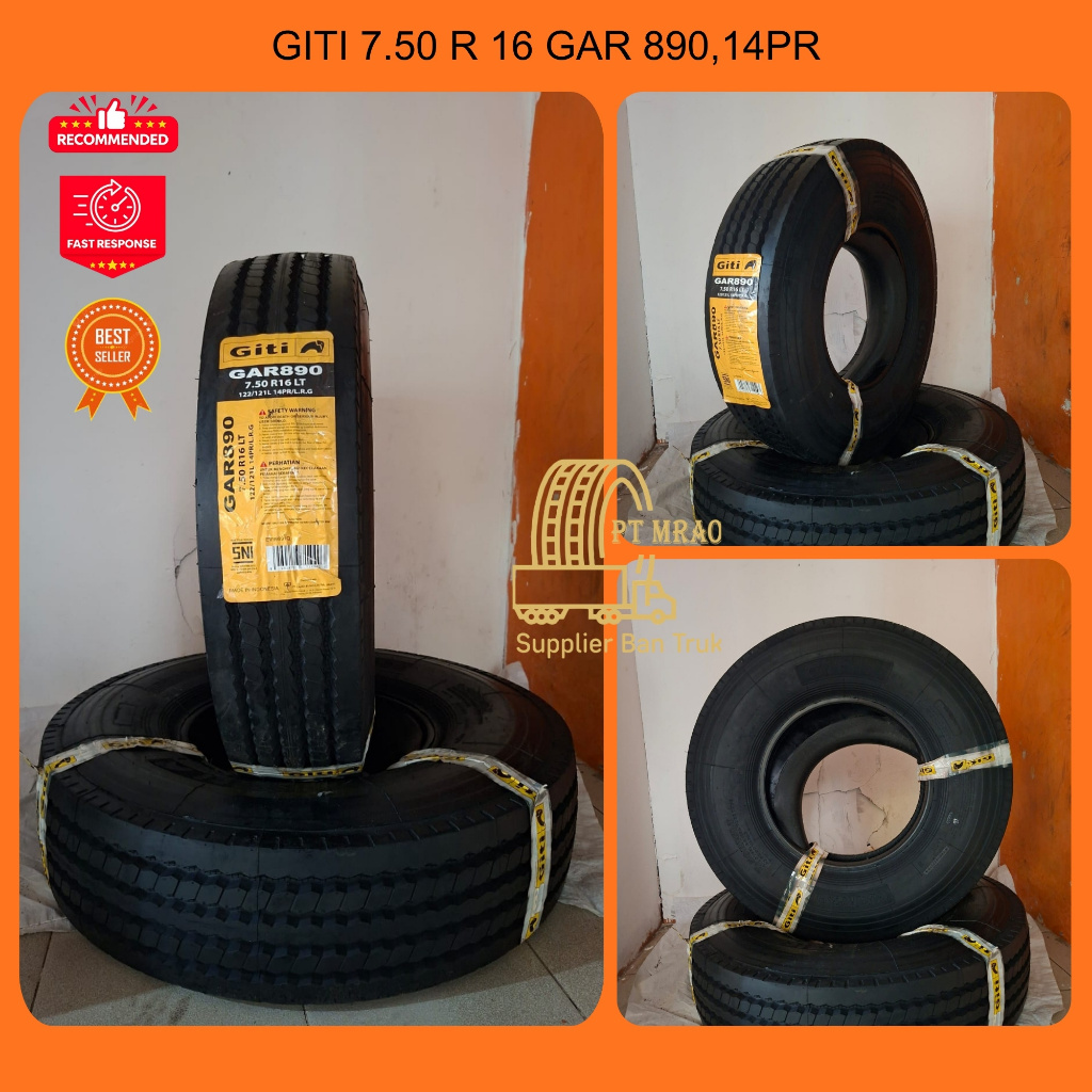 BAN TRUK KAWAT (RADIAL) GITI 7.50 R 16  GAR 890 SET (KOMPLIT)