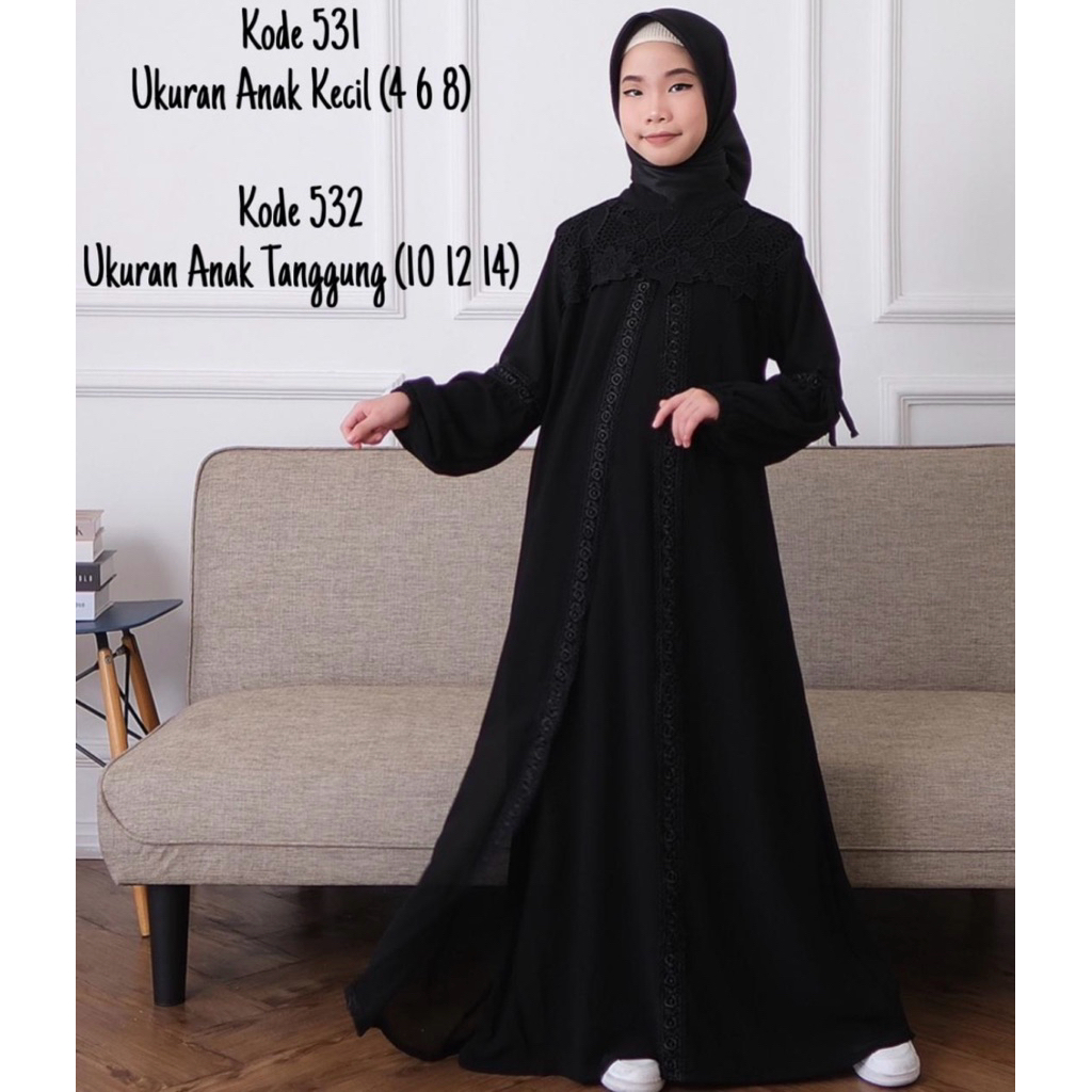 Gamis Hitam Brokat Anak Marla Muslim (532) Gamis anak remaja lebaran