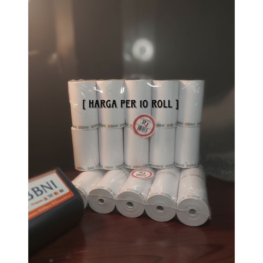 KERTAS STRUK THERMAL KASIR Logo BNI Untuk EDC & Printer kasir mini bluetooth. CORELESS.