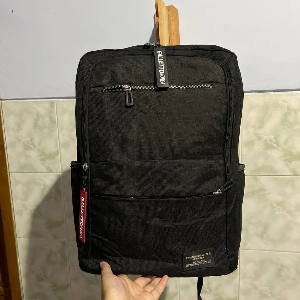 Ransel Virtual Galletto New York Hitam | Muat Laptop Banyak Ruang | Unisex | Tas Kerja/Kuliah | Prel