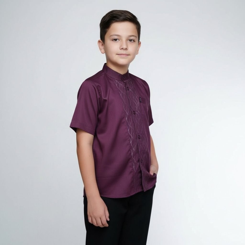 Baju Koko Anak Model Embos Bahan Katun Toyobo
