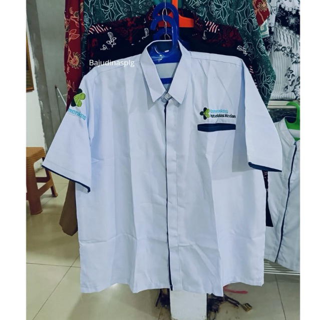 Baju Dinas Putih List Navy Pria/ Baju ASN Pria JUMBO / standar
