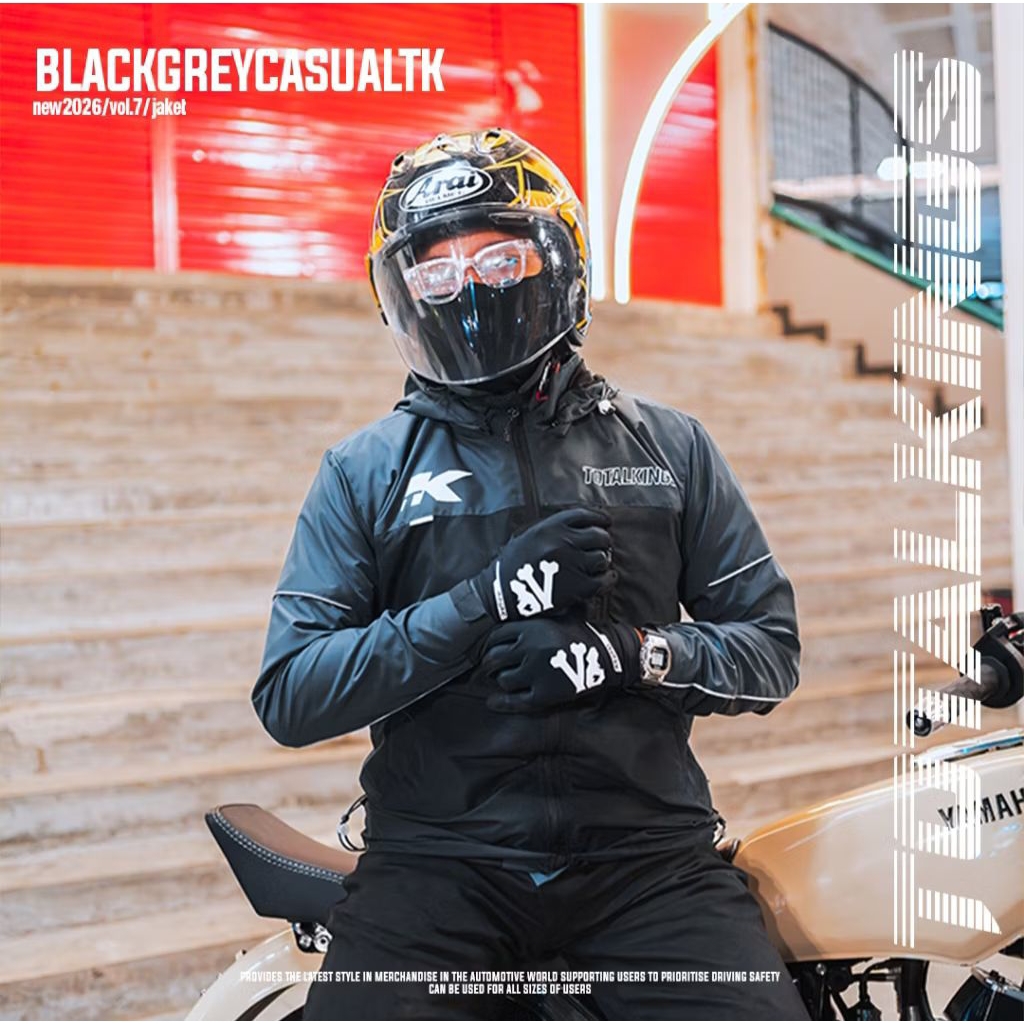 Total Kings Jaket Motor Windbreaker Vol 7 Abu Hitam