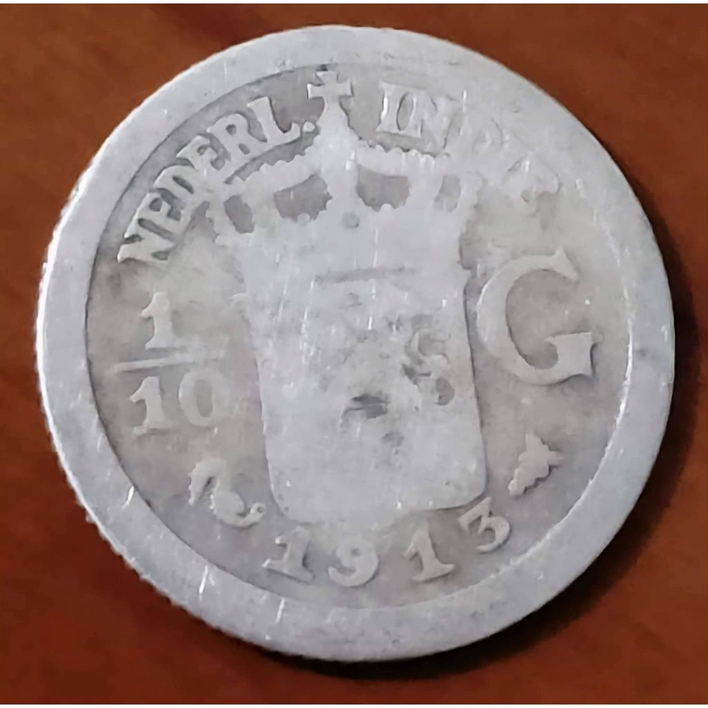Koin Perak 1/10 Gulden 1913 Netherlands