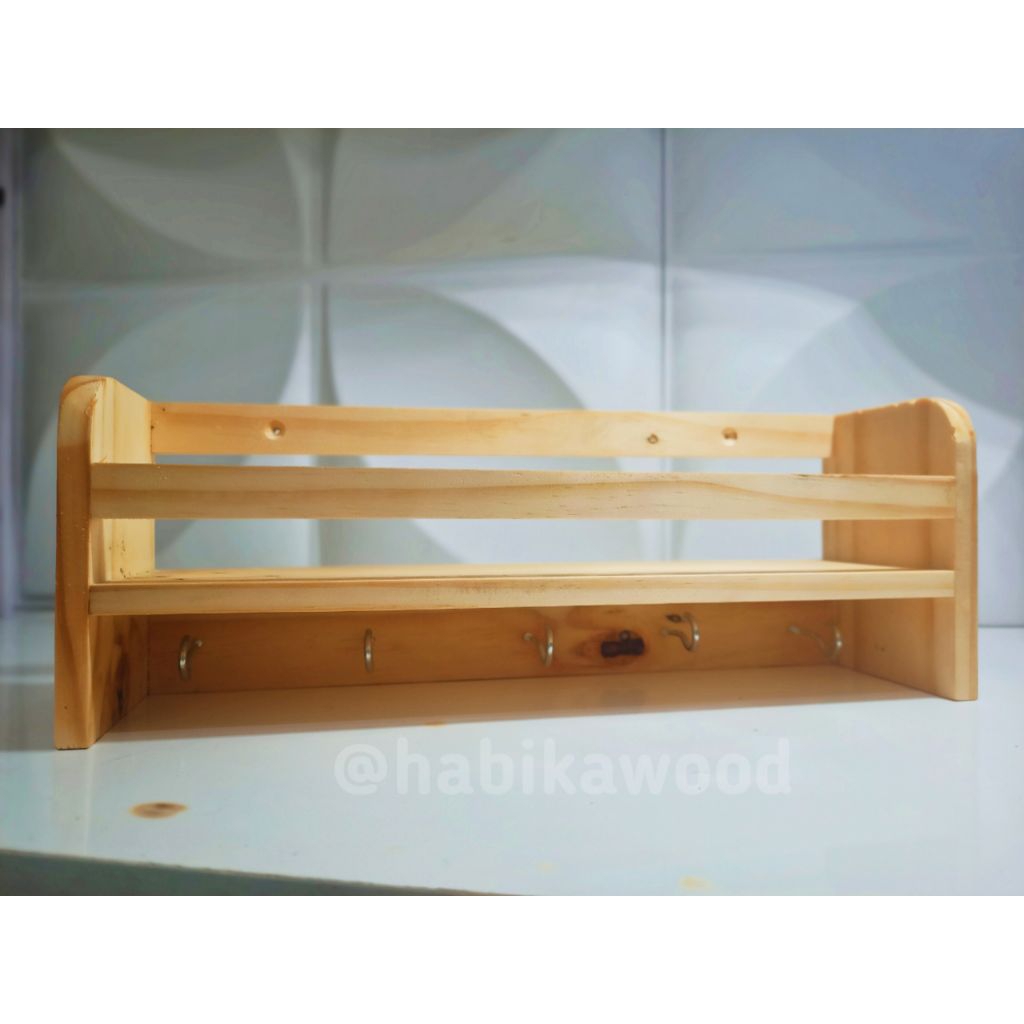 RAK KAYU BUMBU 1 SUSUN + GANTUNGAN | RAK KAYU BUMBU GANTUNGAN | RAK KAYU BUMBU GANTUNG | RAK KAYU BU