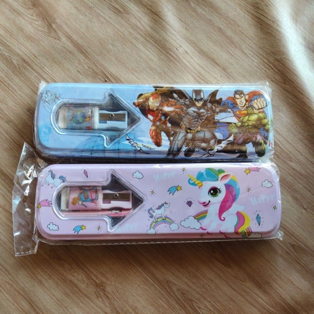 kotak pensil set/ kotak pensil unicorn/kotak pensil  super hero/ kotak pensil murah