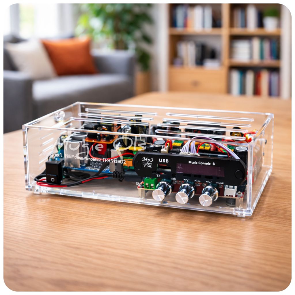 Box bok power ampli amplifier kit Tpa 3116D2 bahan acrilic acrylic akrilik.