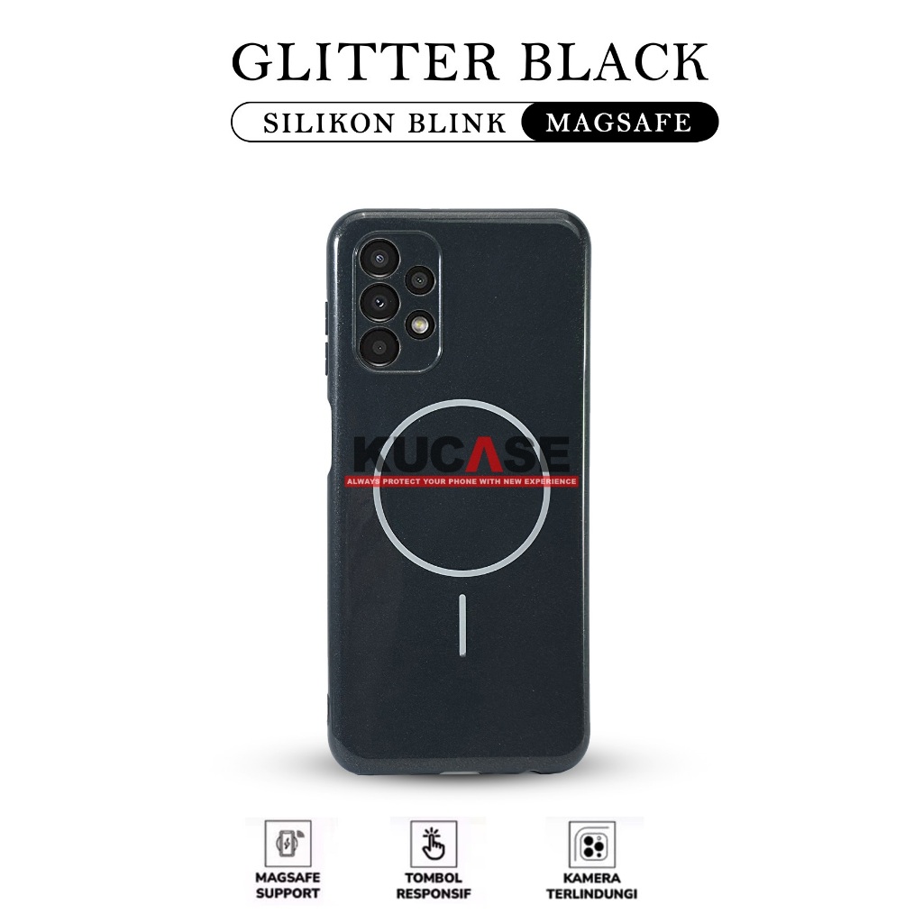 Kucase Case Iphone Magsafe Glossy Black Glitter Blink case for Samsung A13 4G Samsung A14 Samsung A1