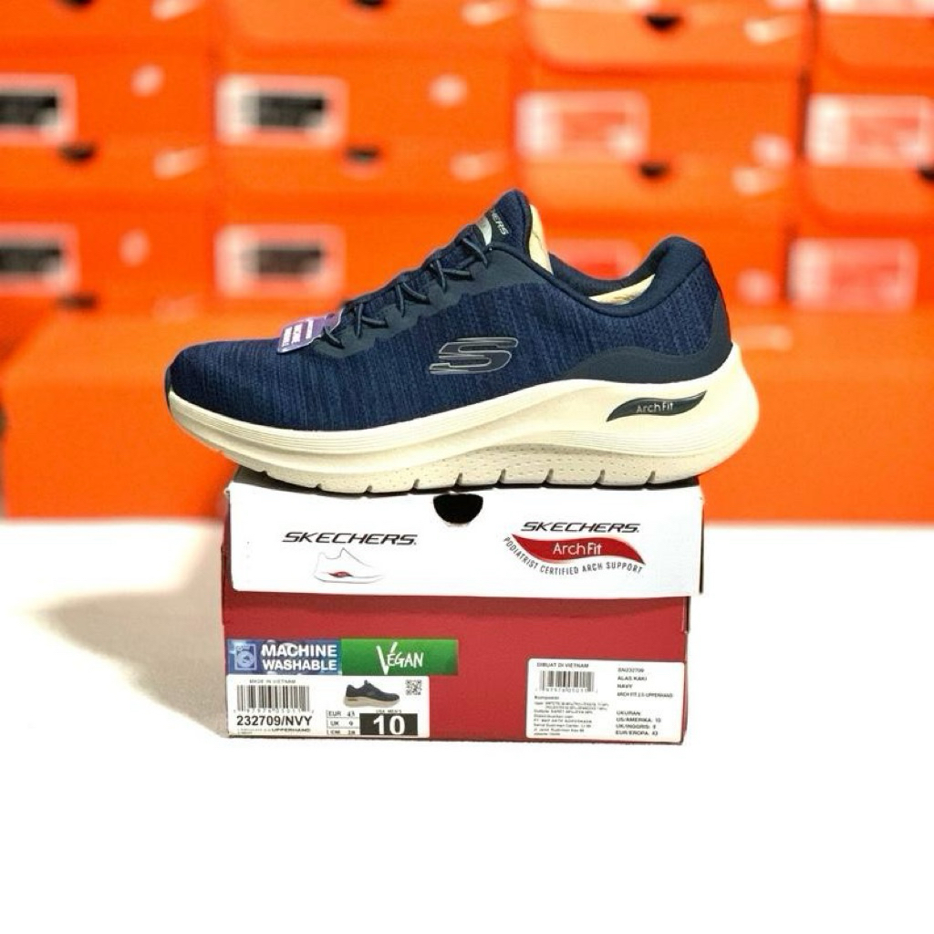 size 43 SEPATU PRIA SKECHERS ARCH FIT 2.0 NAVY TALI VARIASI ORIGINAL (232709/NVY)