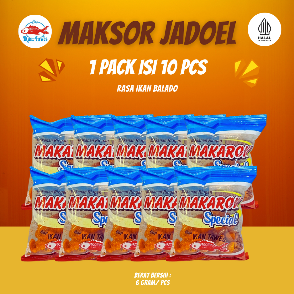 [1 Pack] Maksor Jadul Pedas Ikan isi 10 pcs Jajan Warung Grosir Enak Gurih