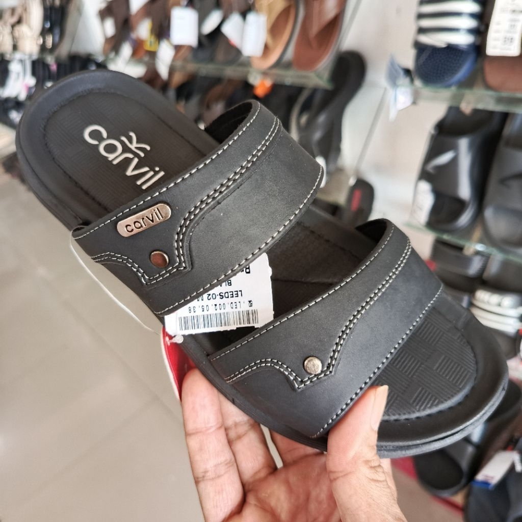 SANDAL PRIA MERK CARVIL LARRIE-02 HITAM TALI 2