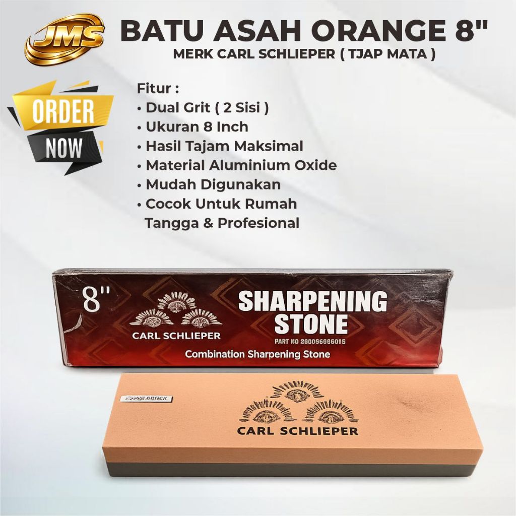 Batu Asah Orange 8 Inch Tjap Mata / Batu Asah Pisau Dua Sisi 8" / Batu Gosok Serbaguna Pengasah Pisa
