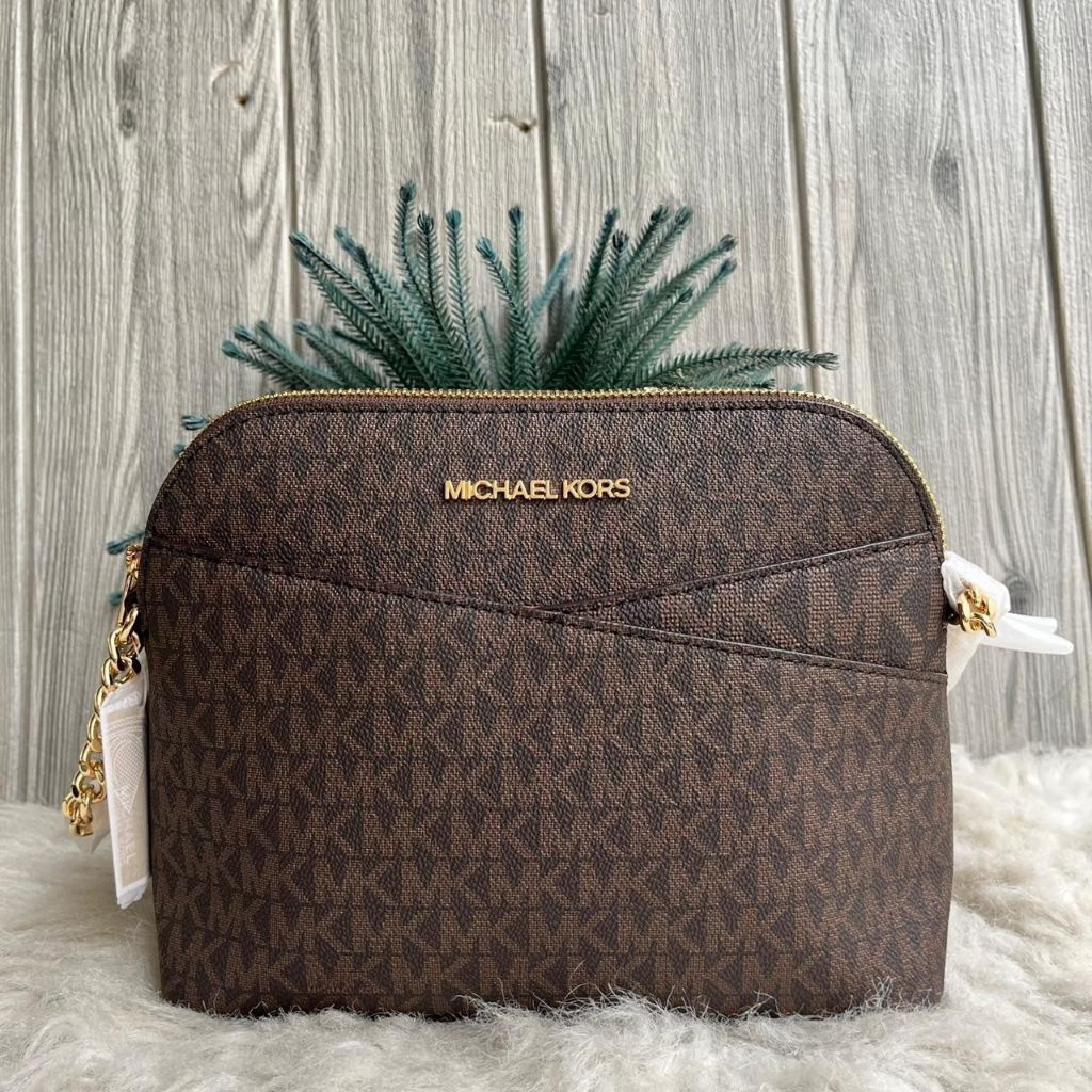 mk Jet Set Travel Medium Logo Dome signature Brown