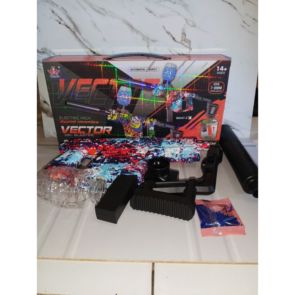 Mainan Senapan Gel Blaster Vector V3.0 Baterai Rechargeable Dengan Scope Mainan Tembak Peluru Gel An