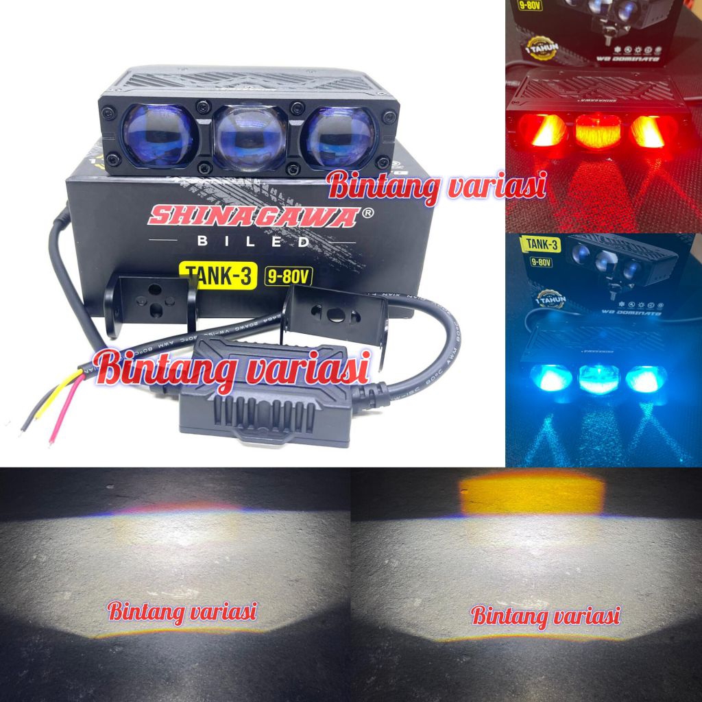 Lampu Tembak Biled 3 Mata SHINAGAWA Blue Lens