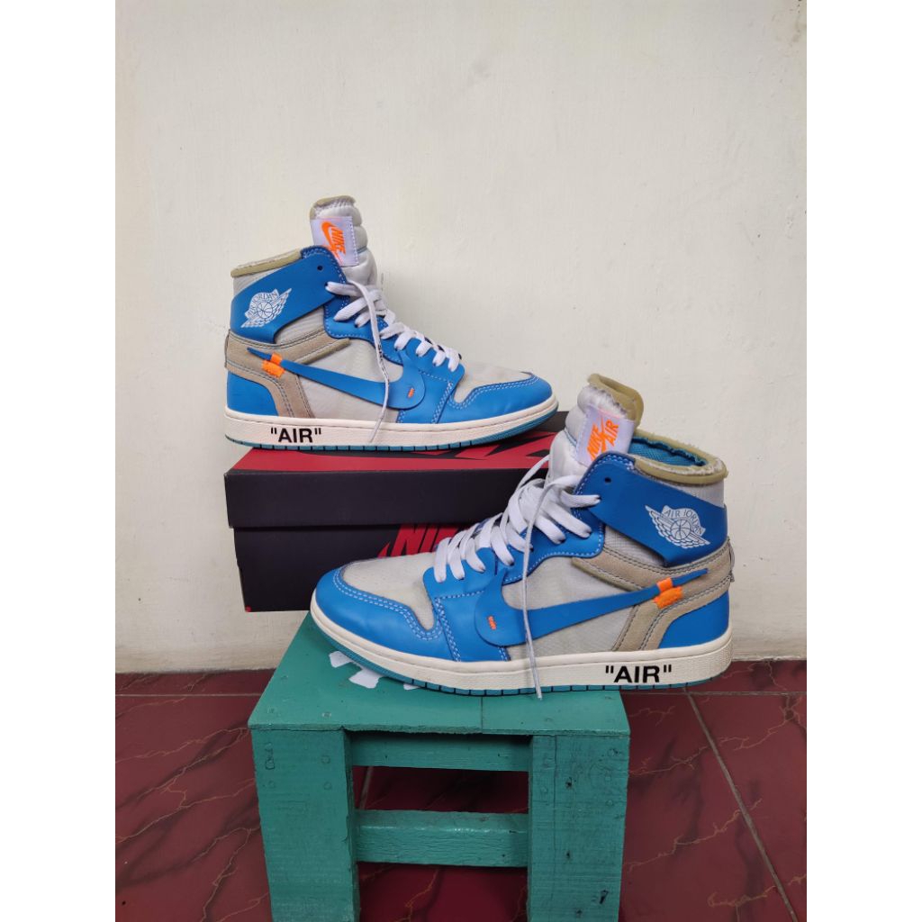 Preloved sepatu air jordan 1 x off white unc size 42