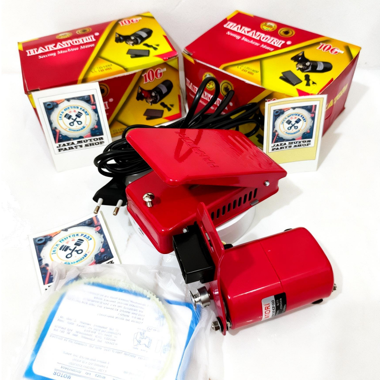 Set dinamo & pedal untuk mesin jahit singer hitam / butterfly jadul / (warna merah) merk HAKATORI