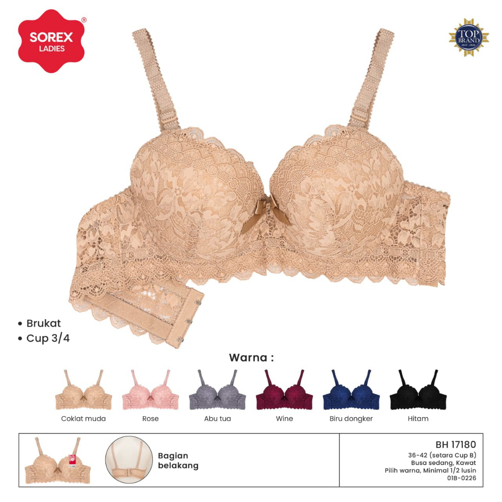 BH BRA SOREX 17180 ADA RENDA BRUKAT KAIT 3 - Sorex Bra Kawat Cup B Brukat Premium 17180