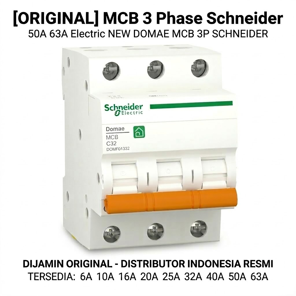 [ORIGINAL] MCB 3 Phase Schneider 50A 63A / Electric NEW DOMAE MCB 3P SCHNEIDER MCB 3P 50 63 Ampere