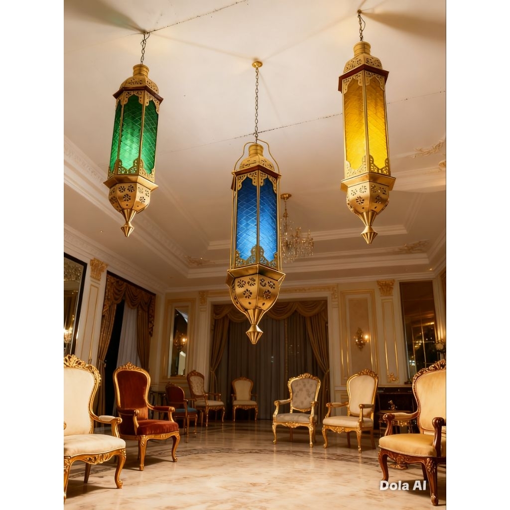 lampu gantung lentera antik ukiran pola